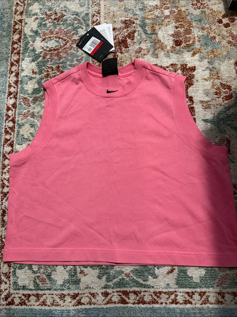 Nike Pink Cropped Muscle Tank with Neon Badge